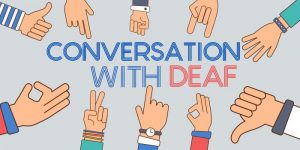 deaf community with sign language interpreter